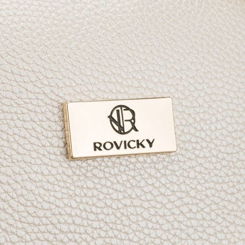 Beżowa kosmetyczka ze skóry ekologicznej, jednokomorowa i zamykana suwakiem - Rovicky