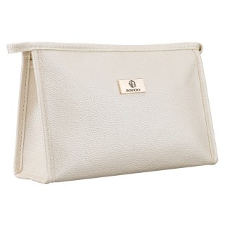 Beżowa, praktyczna kosmetyczka ze skóry ekologicznej, jednokomorowa - Rovicky