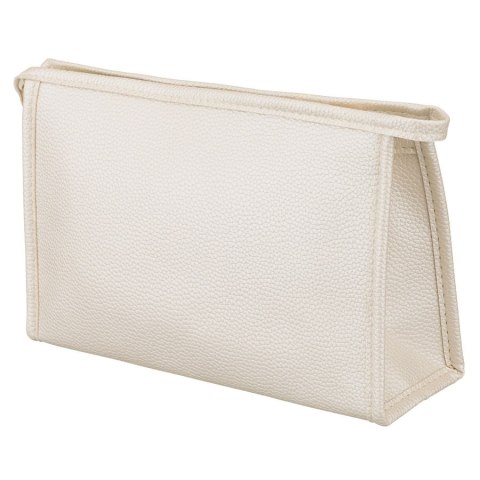 Beżowa, praktyczna kosmetyczka ze skóry ekologicznej, jednokomorowa - Rovicky