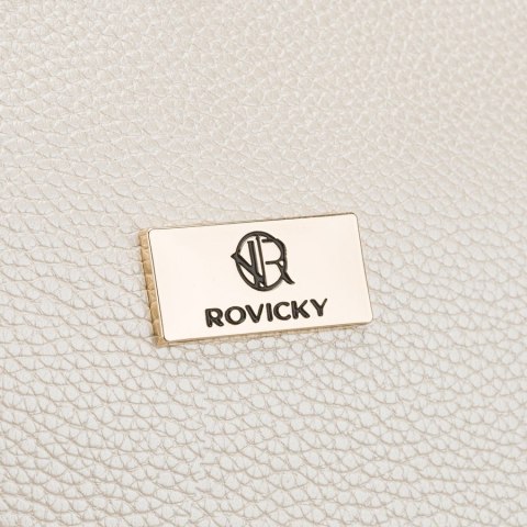 Beżowa, praktyczna kosmetyczka ze skóry ekologicznej, jednokomorowa - Rovicky