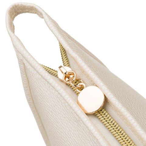 Beżowa, praktyczna kosmetyczka ze skóry ekologicznej, jednokomorowa - Rovicky