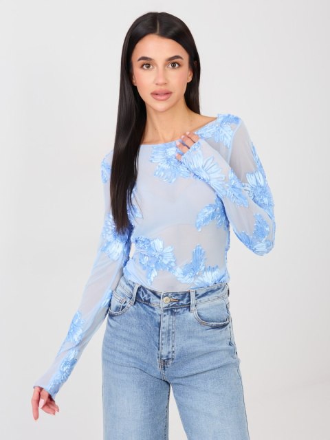Jasnoniebieska elegancka bluzka damska z siateczki ITALY MODA