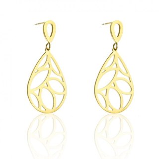 Kolczyki stal chirurgiczna złote ażurowe listki sztyft KST1811