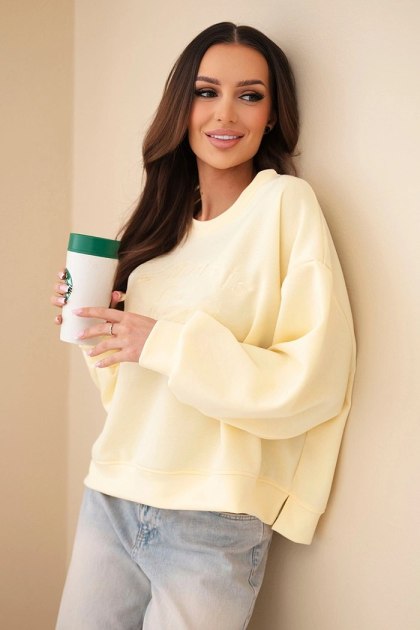 Żółta Bluza Damska Masełkowa Oversize z Haftem Le Marais Paris