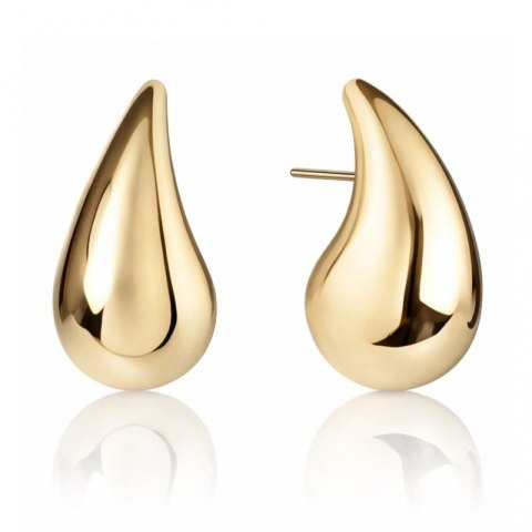 Kolczyki ze stali szlachetnej pozłacanej wkrętki KROPLE 2,7 cm KST3179