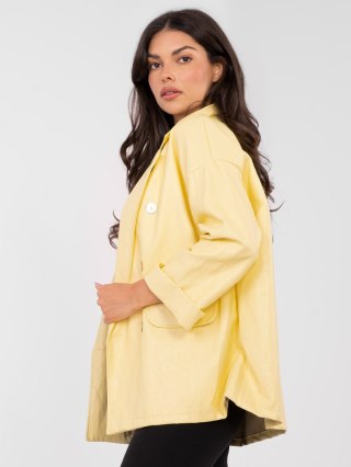 Jasnożółta marynarka damska oversize z ekoskóry RUE PARIS one size