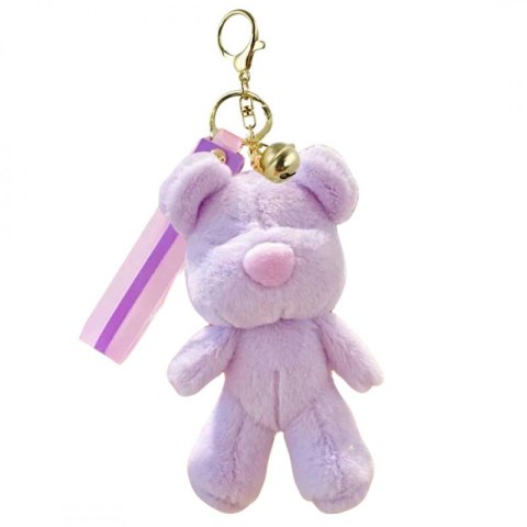 Puchaty brelok MIŚ fioletowy – pluszowy breloczek do kluczy