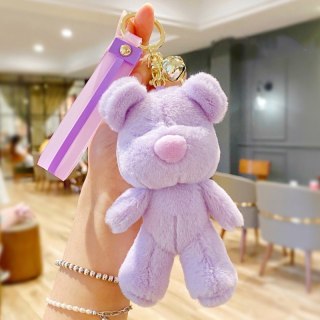 Puchaty brelok MIŚ fioletowy – pluszowy breloczek do kluczy i torebki