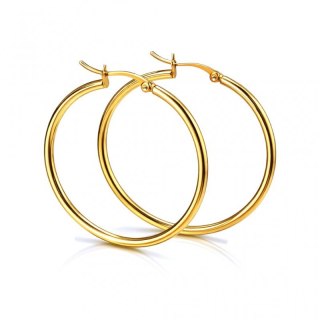 Pozłacane kolczyki koła 4,5 cm ze stali szlachetnej 14K – eleganckie kreole