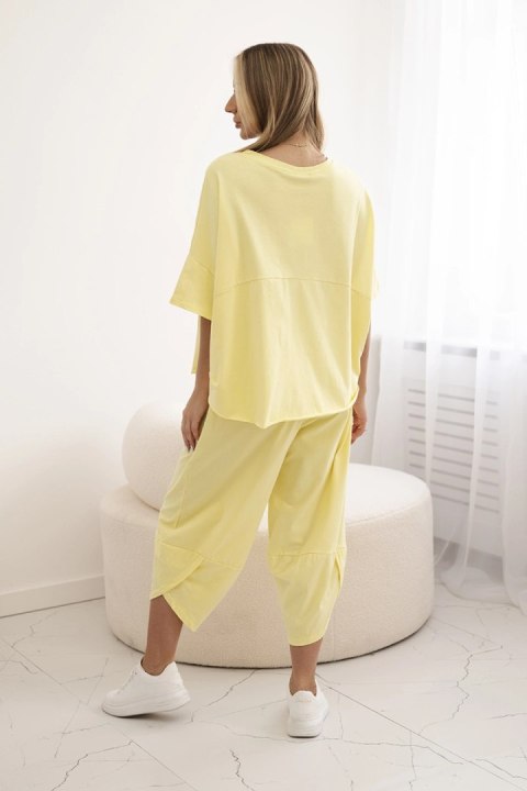 Komplet bawełniany bluzka + spodnie cytrynowy