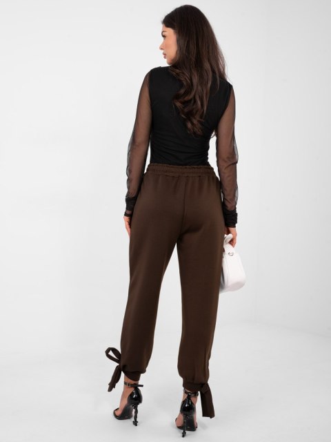 Eleganckie spodnie dresowe czekoladowe damskie