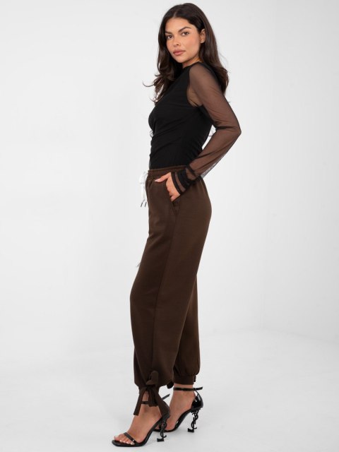 Spodnie dresowe damskie czekoladowe casual do pracy i na co dzień