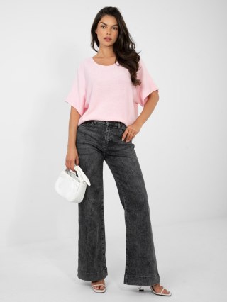 Jasnoróżowy dwustronny sweter damski z wiskozą ITALY MODA one size