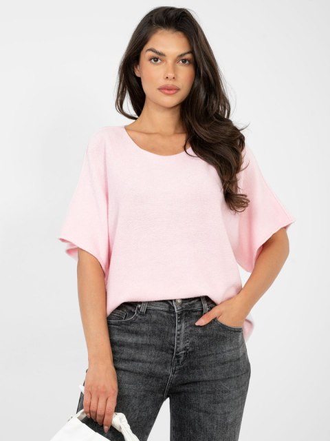 Dwustronny sweter damski jasnoróżowy styl casual