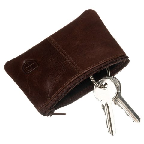 Brązowa listonoszka męska ze skóry naturalnej zamykana suwakiem - Peterson