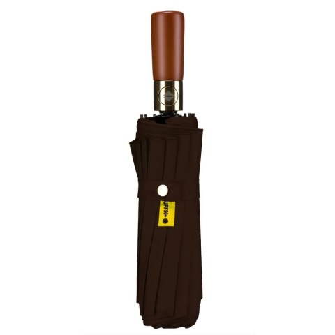 Duży, elegancki i składany parasol w brązowym kolorze - Peterson