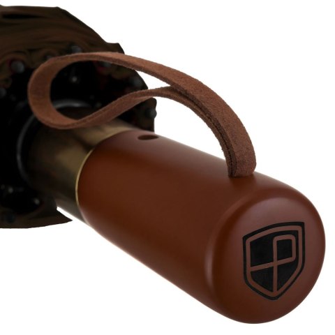 Duży, elegancki i składany parasol w brązowym kolorze - Peterson