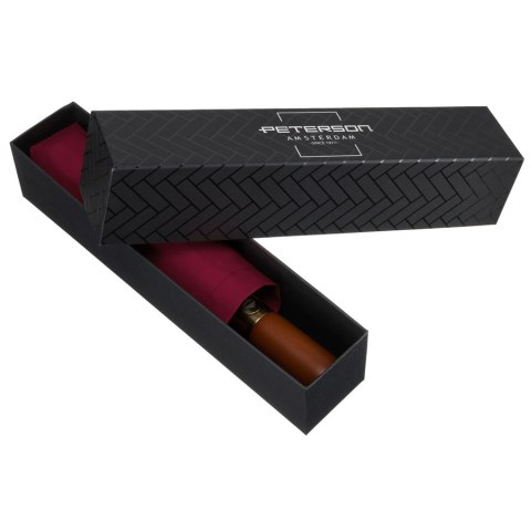 Duży, elegancki i składany parasol w burgundowym kolorze - Peterson