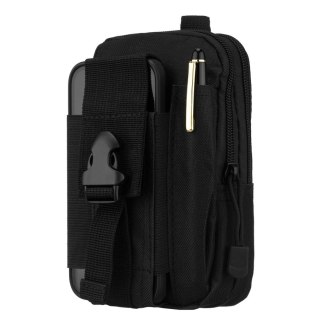 Czarna saszetka do paska wykonana z wytrzymałego poliestru - Rovicky