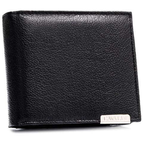 Duży portfel męski ze skóry naturalnej w czarnym kolorze z systemem RFID - 4U Cavaldi