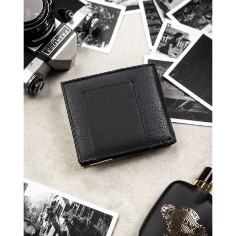 Duży portfel męski ze skóry naturalnej w czarnym kolorze z systemem RFID - 4U Cavaldi