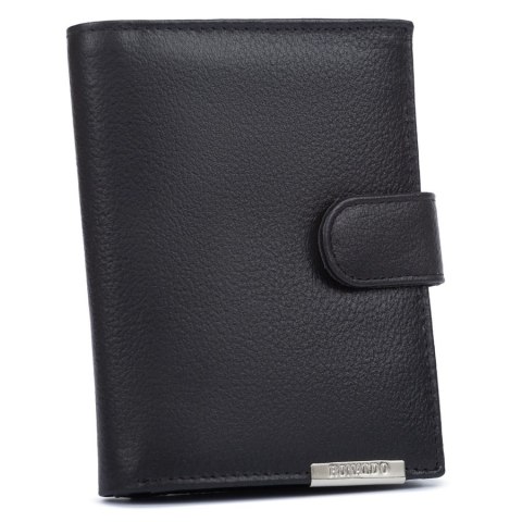 Duży, skórzany portfel męski w czarnym kolorze zamykany zatrzaskiem - 4U Cavaldi