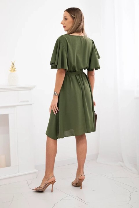 Sukienka khaki z paskiem Made in Italy
