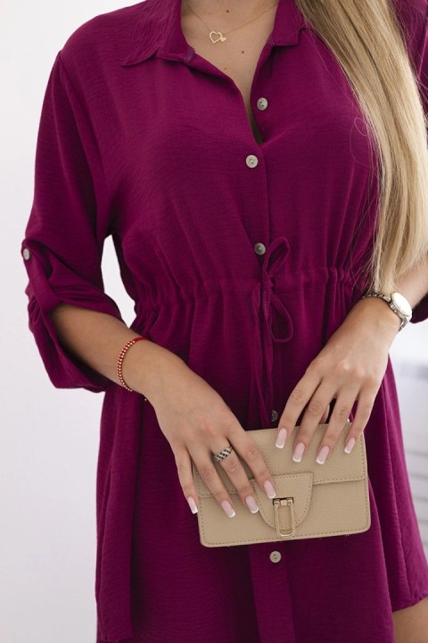 Damska sukienka z guzikami bordowa – styl elegancki