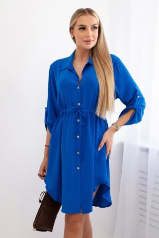 Sukienka damska chabrowa z guzikami i wiązaniem w talii – Stylowy Wieszak