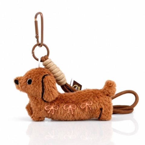 Brelok do kluczy pluszowa puchaty piesek z kokardkami BRL400
