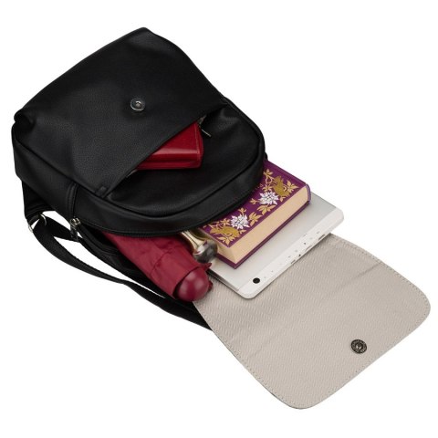 Czarny, miejski plecak damski ze skóry ekologicznej - Rovicky