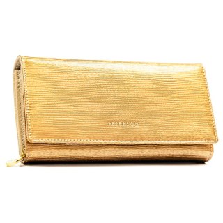 Duży, złoty portfel damski ze skóry naturalnej zamykany na zatrzask - Peterson