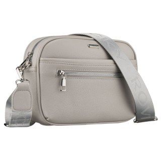 Listonoszka damska ze skóry ekologicznej w szarym kolorze zamykana suwakiem - Rovicky