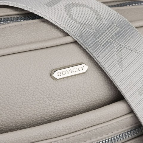 Listonoszka damska ze skóry ekologicznej w szarym kolorze zamykana suwakiem - Rovicky