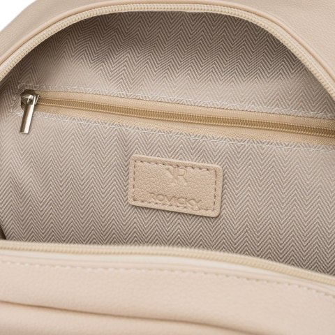 Miejski plecak damski ze skóry ekologicznej w ciemnobeżowym kolorze - Rovicky