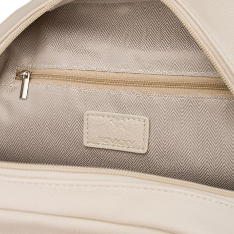 Miejski plecak damski ze skóry ekologicznej w jasnobeżowym kolorze - Rovicky