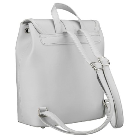 Pojemny plecak damski ze skóry ekologicznej w szarym kolorze wyposażony w nóżki ochronne - Rovicky