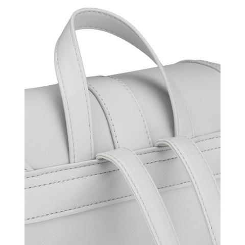 Pojemny plecak damski ze skóry ekologicznej w szarym kolorze wyposażony w nóżki ochronne - Rovicky