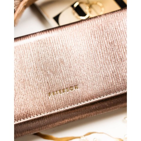 Portfel damski ze skóry naturalnej w brązowym kolorze, wyposażony w system RFID - Peterson