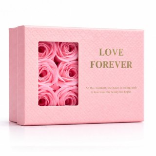 Pudełeczko na biżuterię z 6 szt. zapachowych róż mydlanych, różowe na prezent BUK28R