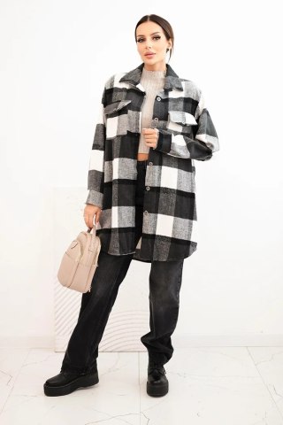 Koszula damska w kratę grafitowa oversize – Stylowy Wieszak