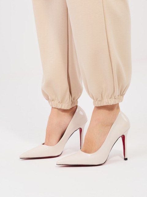 Eleganckie beżowe spodnie dresowe damskie