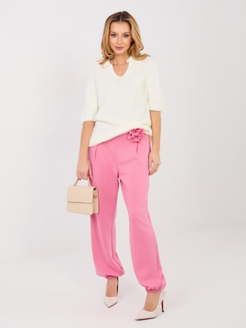 Różowe spodnie dresowe damskie joggery ITALY MODA