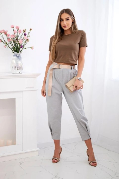 Spodnie Summer Punto z zapięciem na nogawkach szare