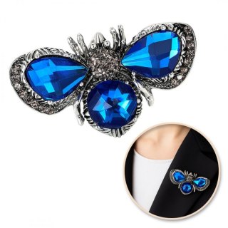 Broszka ozdobna - błękitny owad kryształy BZ223