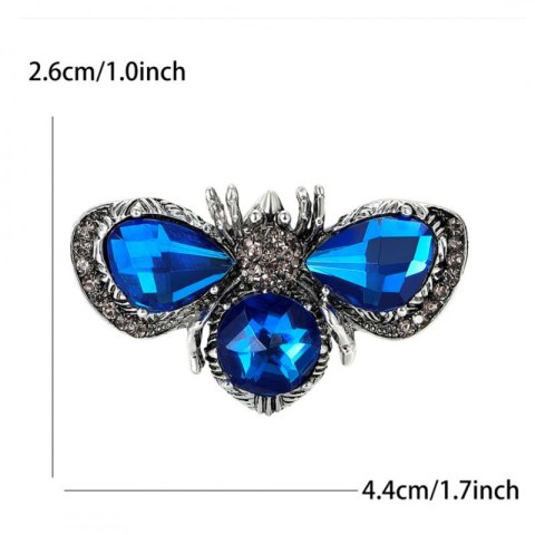 Broszka ozdobna - błękitny owad kryształy BZ223