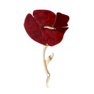 Broszka ozdobna - bordowy mak, złoto BZ224