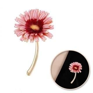 Broszka ozdobna emaliowana różowa stokrotka ombre BZ199