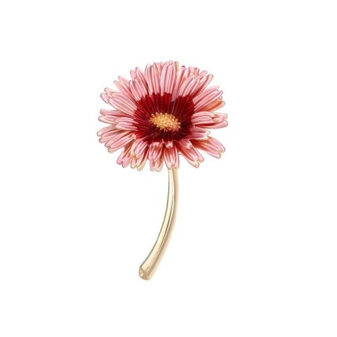 Broszka ozdobna emaliowana różowa stokrotka ombre BZ199