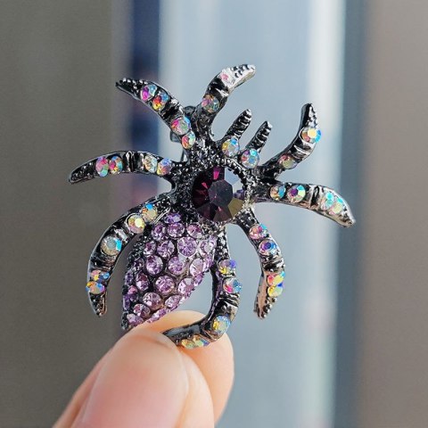 Broszka ozdobna kryształki pająk BZ190